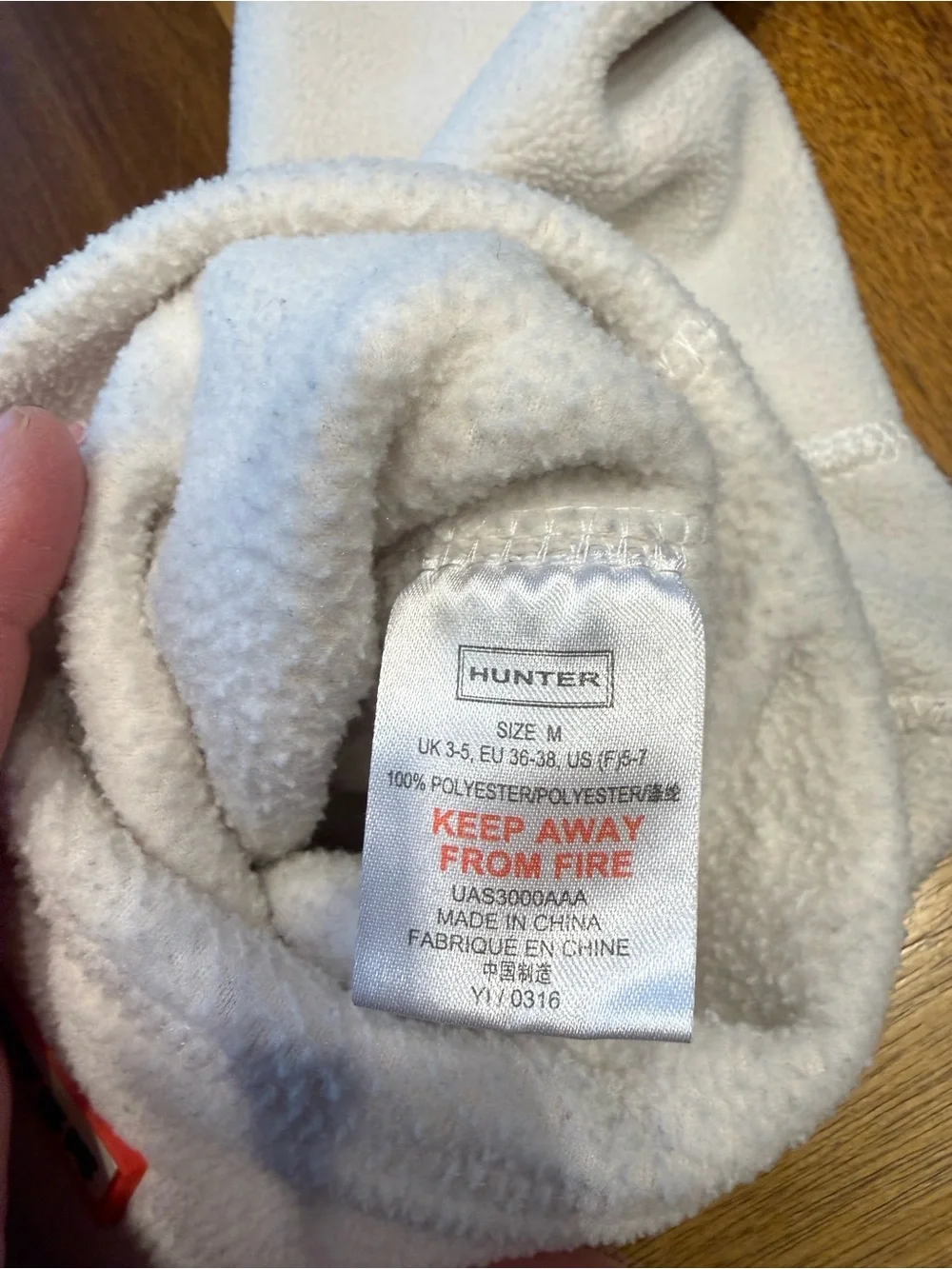 Hunter White Fleece Boot Liners with Red Logo